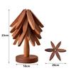 Wooden Trivets Kit for Hot Dishes with 4 Wooden Trivet + 1 Stand (Walnut Wood)