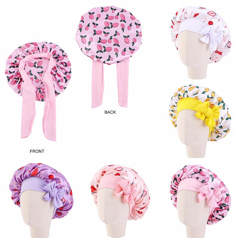 

Атласная круглая детская шапка-тюрбан с бантом, милый ночной колпак для ребенка