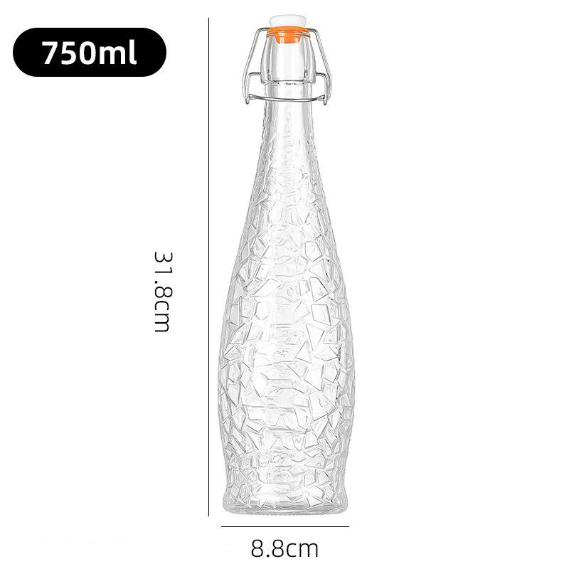 Multi-functional Thickened Transparent Glass Snap-on Bottle for Homebrewed Fruit Wine & Beverages