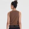 SAUCONY Solid Color Casual Breathable Sleeveless T-Shirt Women Tops Coffee-Brown SC1239099-4