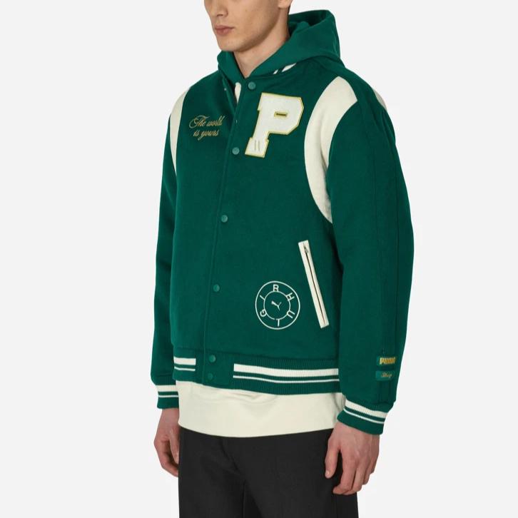 Puma X Rhuigi Varsity Jacket Evergreen Unisex Outerwear 539695-94