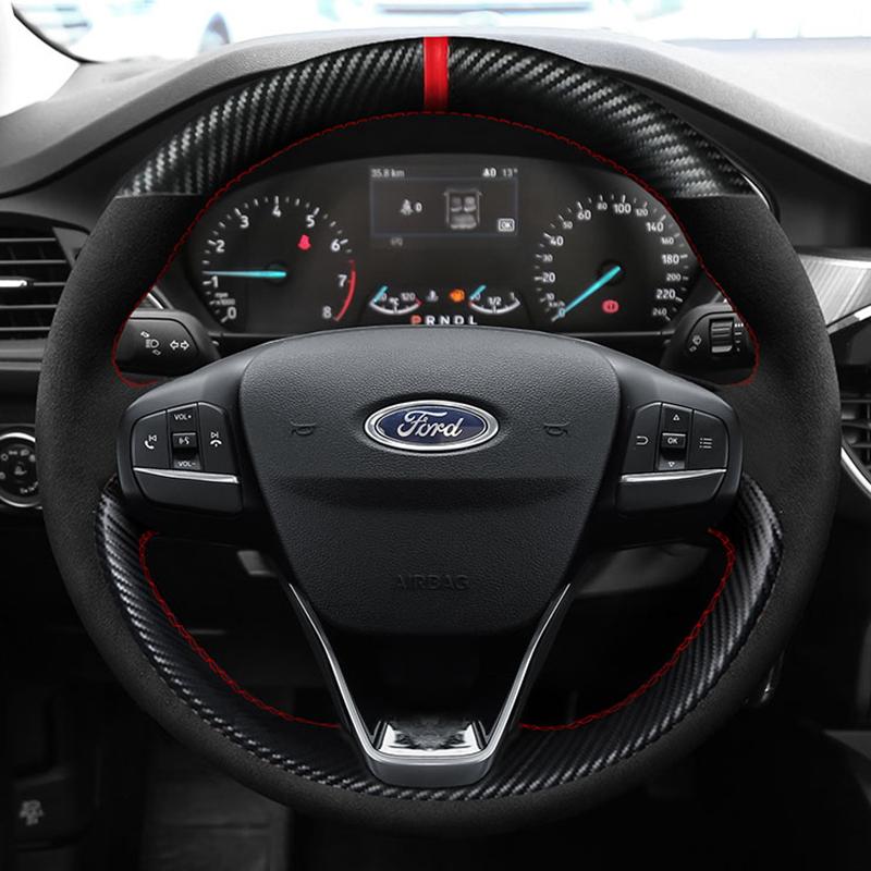 DIY Car Steering Wheel Cover 100% Fit For Ford Focus 4   Fiesta 17-19 Tourneo 2018  New Focus Car Accessories