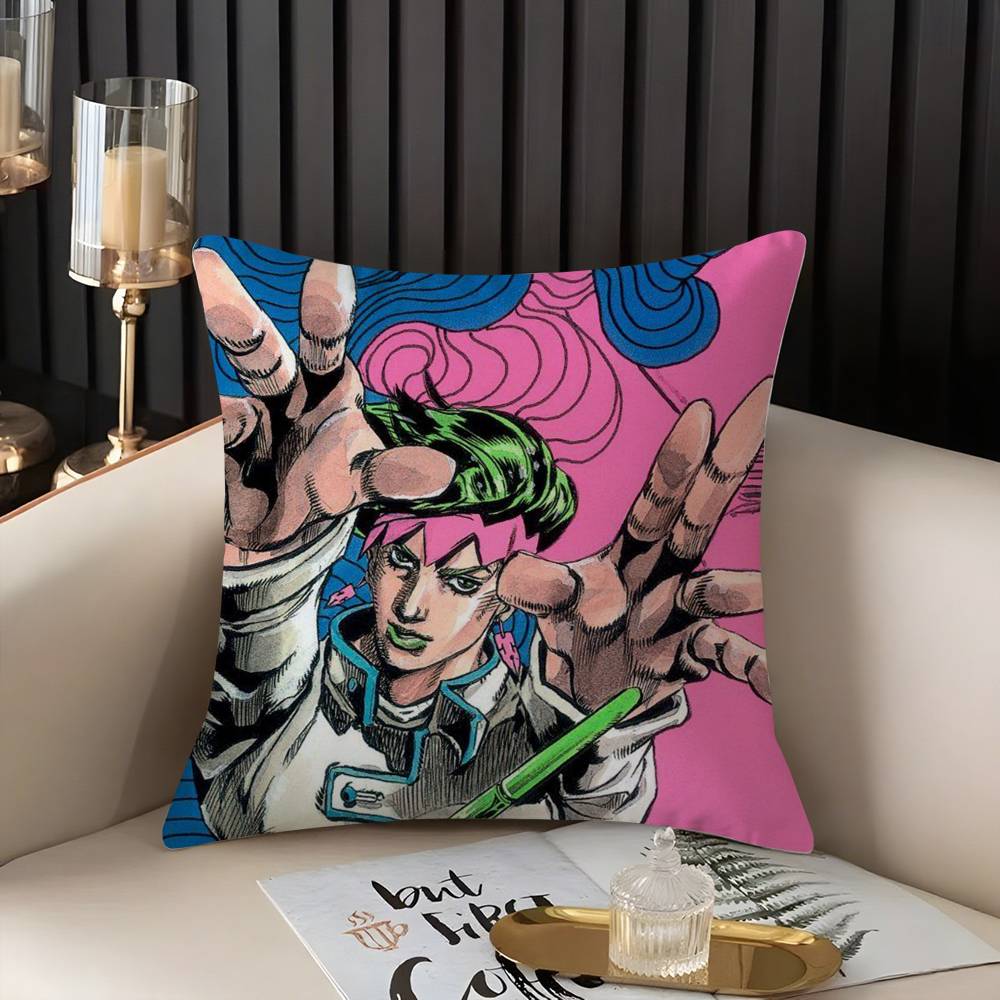J-JoJo B-Bizarre Adventure Pillow Case Home Dorm Chair Back Short Plush Double-sided Printing Office Nap Time Cushion Cover
