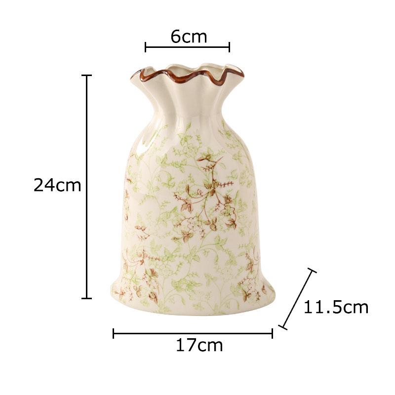 Vintage Floral Texture Ceramic Vase Table Decoration Flower Arrangement Creative Bag Shape Flowers Vases Room Aesthetic Decor