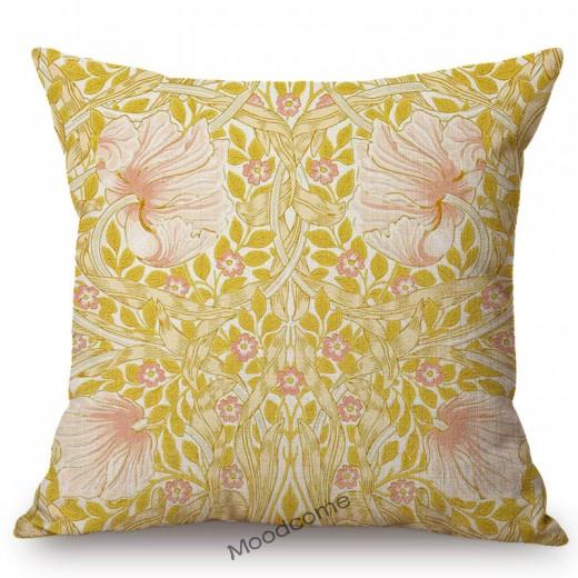 Klassisk Morris Blomster Blomstermønster Pimpernel Rød Gul Rosa Blå Hjem Dekorativ Kunst Sofa Putetrekk Lin Putetrekk