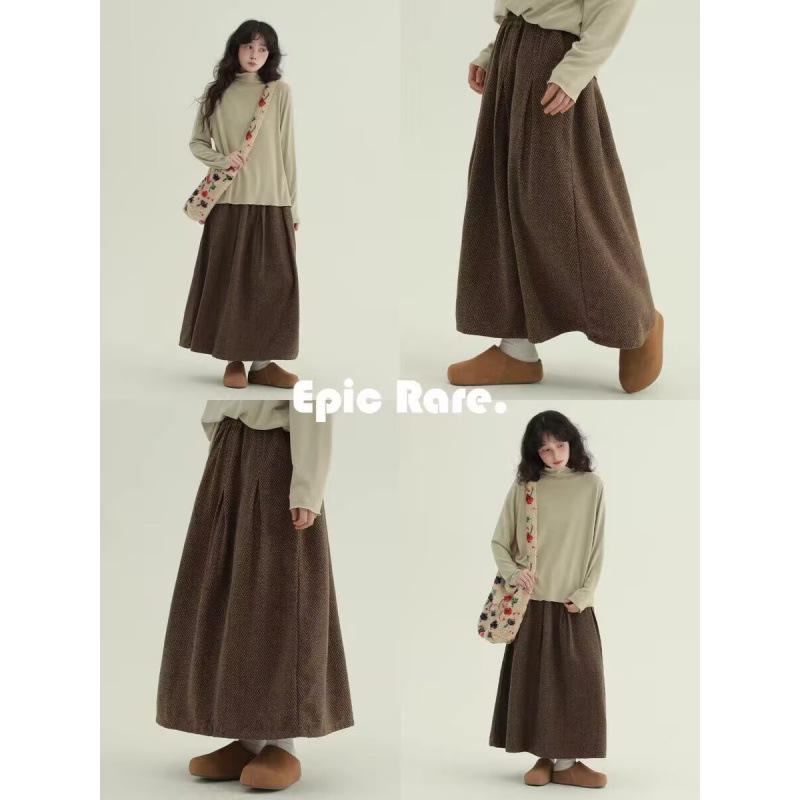 Retro Casual A-Line Woolen Slimming Skirt