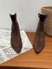 Korean version pointed western rivet cowboy short boots women's 2025 new autumn heightening retro suede sleeve thin boots