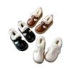 Korean Style Girls' Plush Cotton Velcro Leather Shoes - Thick Sole, Warm for Autumn/Winter 2025