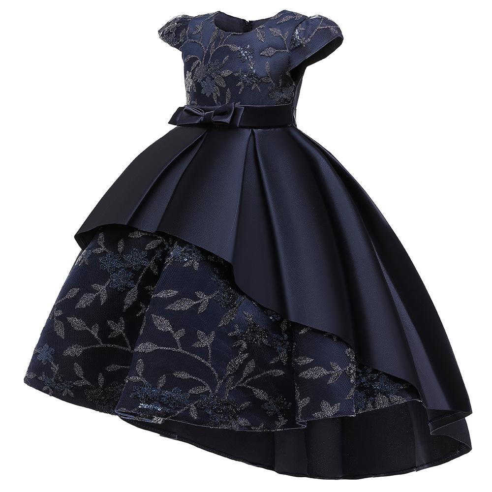 Embroidered Princess Short-Sleeved Tail Dress for Kids