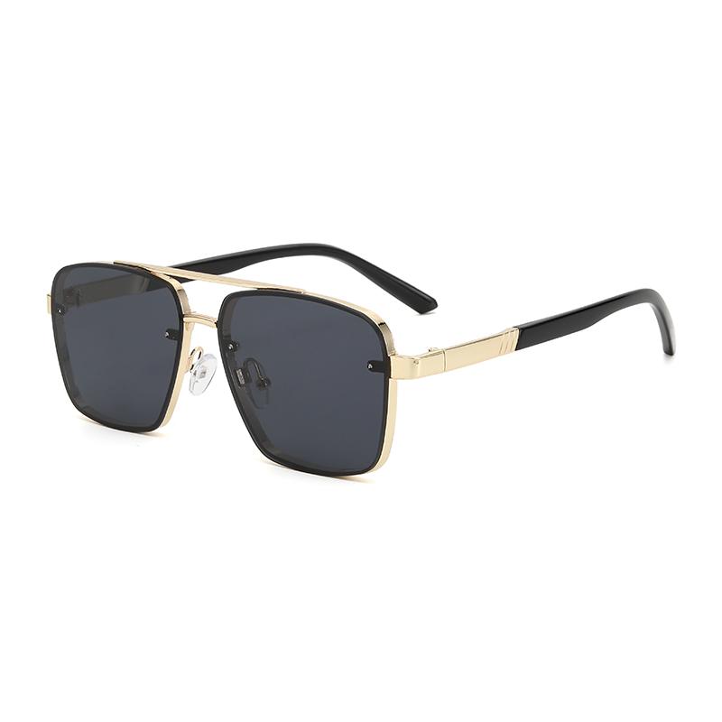 Oversize Retro Double Bridges Polygon Square Metal Sunglasses UV400 Gradient Shades Fashion Men Women Trendy Sun Glasses