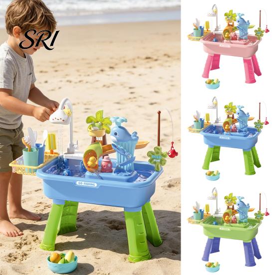 Boys Girls Water Toy Toddlers Sand And Table Toy, with Faucet, Play Food Accessories, Fishing Kitchen Sink Electric Pump for Boys, Activity