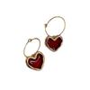 Korean Style Wine Red Heart Ear Cuffs: Versatile, Trendy Earrings for Women - Perfect for New Year & Valentine's Day