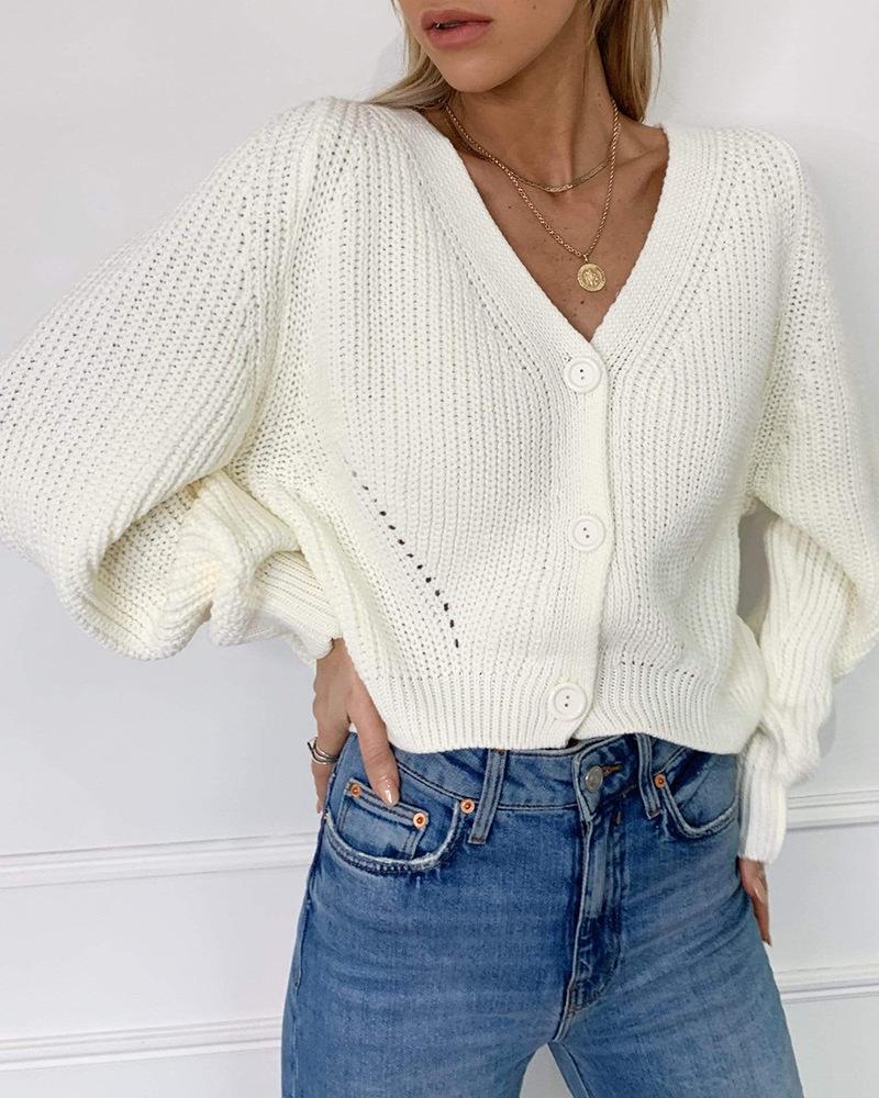 2023 Women's European & American V-Neck Knitted Cardigan - New Autumn/Winter Fashion