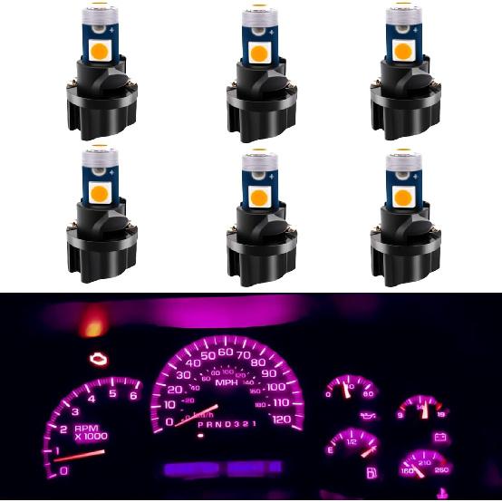 WLJH 6Pack White Dash Lights PC74 Twist Locket Socket Wedge T5 LED Bulb 37 74 2721 3030SMD Dashboard trument Cluster Bulbs,Plug and Play