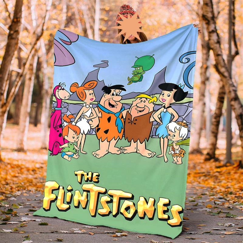 Flintstones Flannel Blanket Soft Warm All-Season Throw, Design for Camping, Car Travel, Hiking Sofa, Bed, Office Perfect Gift for Parties
