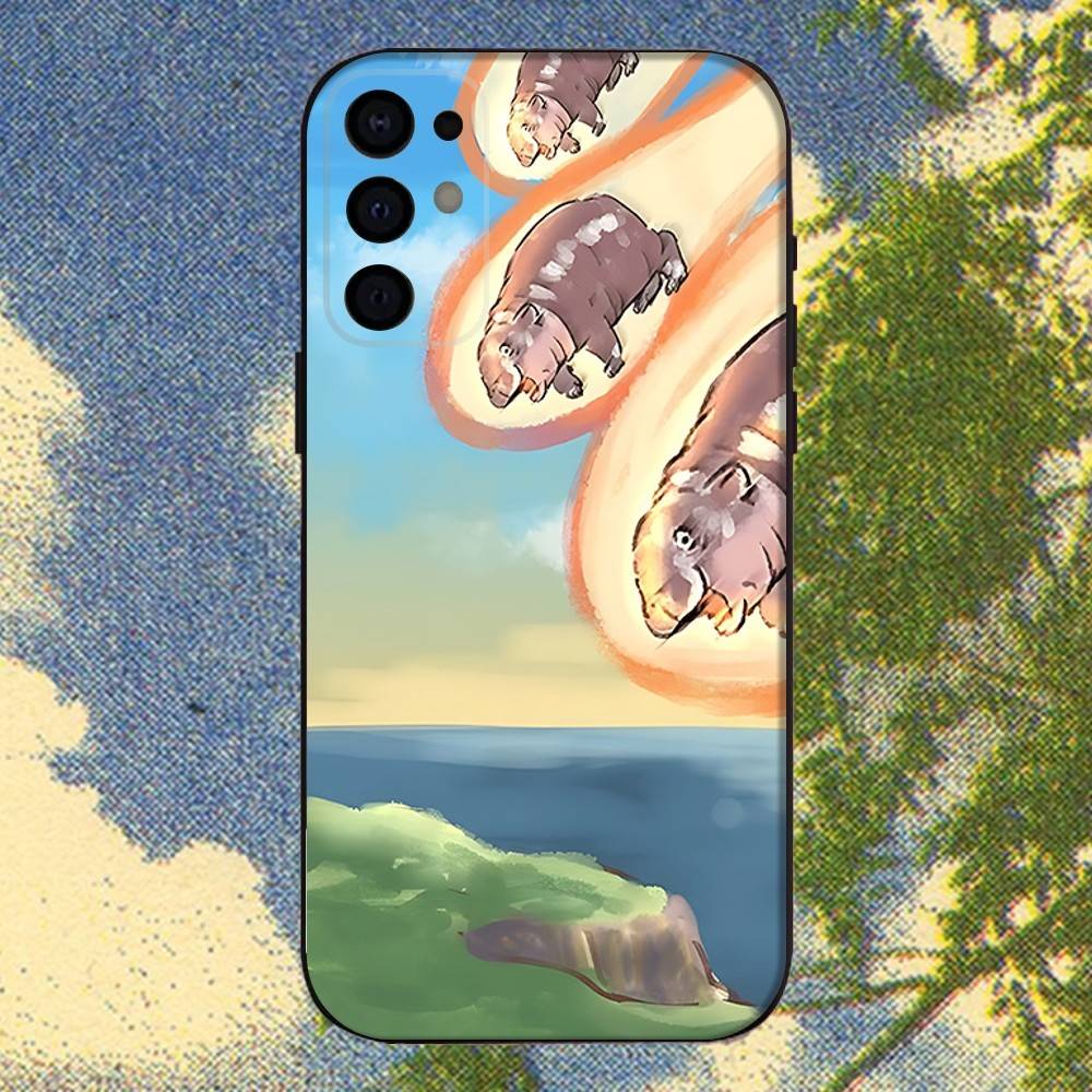 Moo Deng Hippo Phone Case For Samsung S25,S24,S21,S22,S23,S30,Ultra,S20,Plus,Fe,Lite,Note,10,9,5G Black Cover