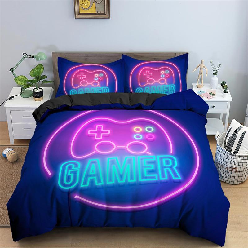 Boys Gamepad Duvet Cover Play Gamer Bedding Set Video Games Quilt Cover Twin King For Kids Teen Child Game Room Decor