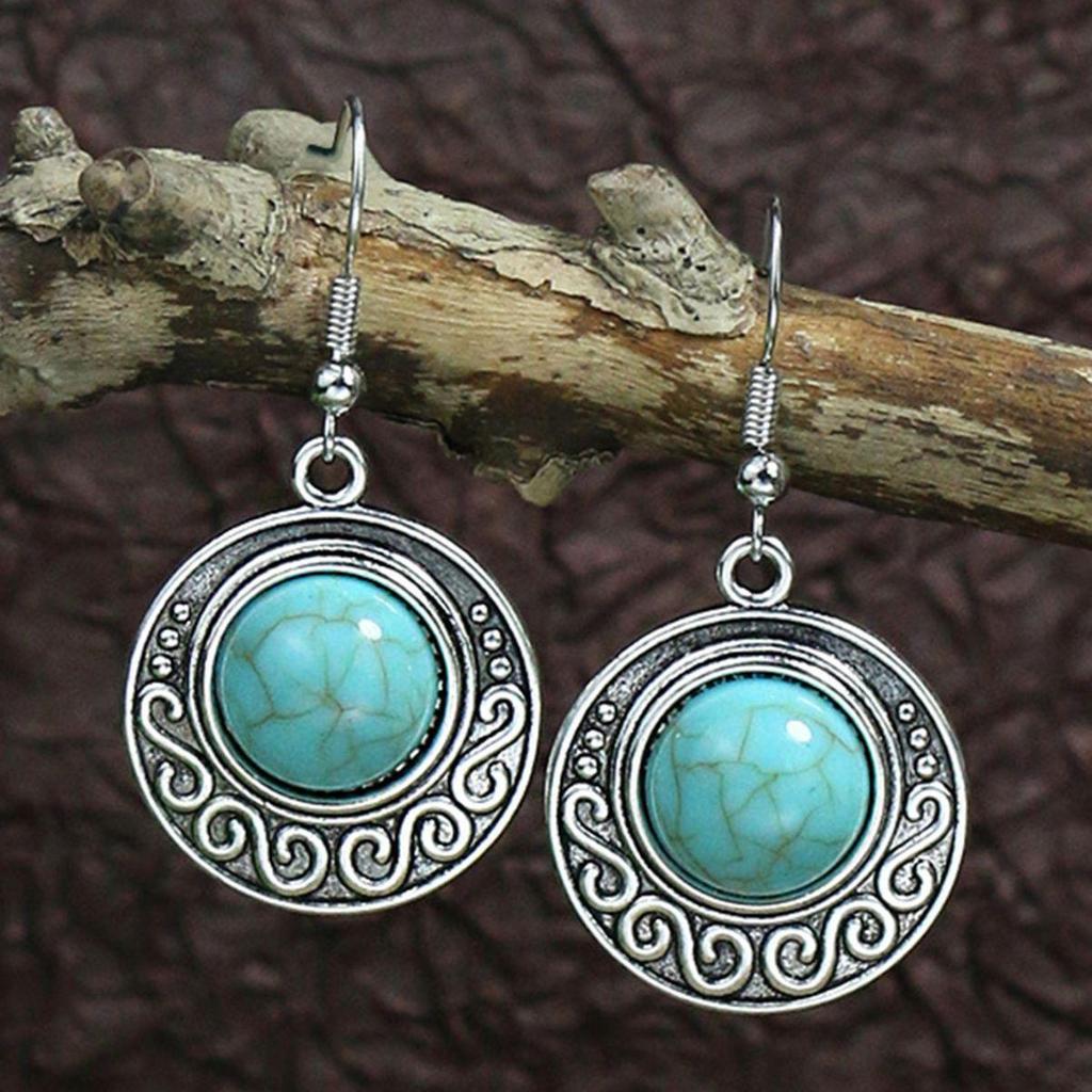 Bohemian Retro Turquoise Teardrop Tassel Earrings for Women