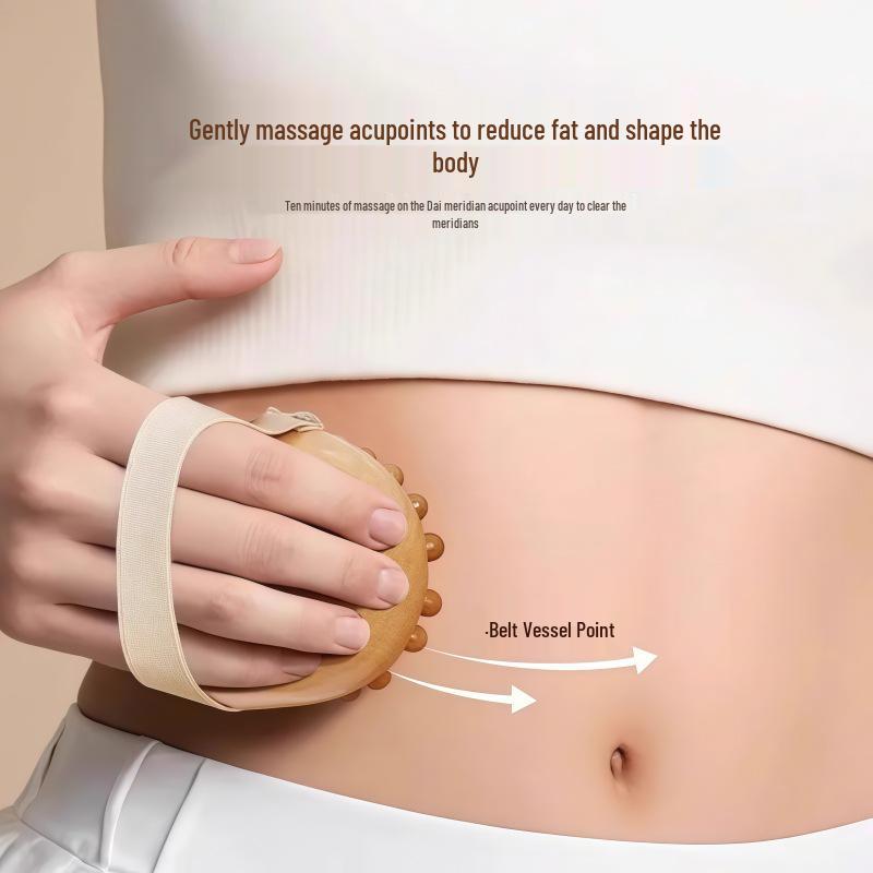 Solid Wood Abdominal Massage Brush for Belly and Meridian Relief