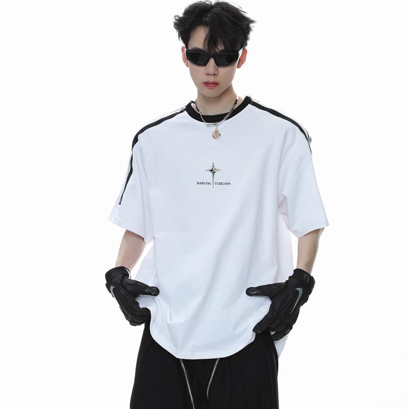 

Унисекс летняя полосатая футболка с металлической молнией 2XL белый