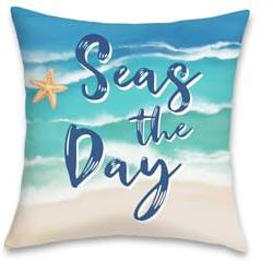 Home Decor Seas The Day & Ocean Vibes Beach Pillows Pattern Cushion Cover Suitable For Sofa Bedroom Car Pillow Cover