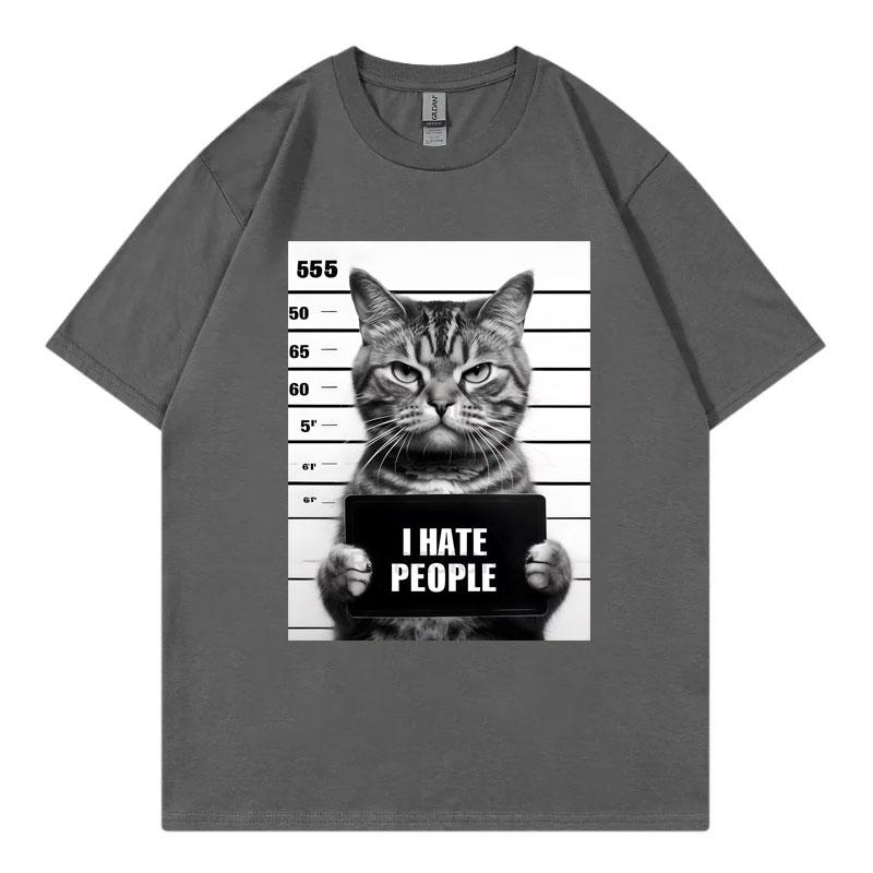I Hate People Funny Cat Meme Tshirts Unisex Unisex Clothing High Street Fashion Trend Tshirt Summer Casual Loose Cotton T Shirts