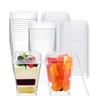 Clear Dessert Cups with Lids Reusable Trapezoidal Transparent Easy Clean Parfait Appetizer Cup for