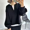 2026 Autumn/Winter Stand Collar Color Block Lace Knitwear