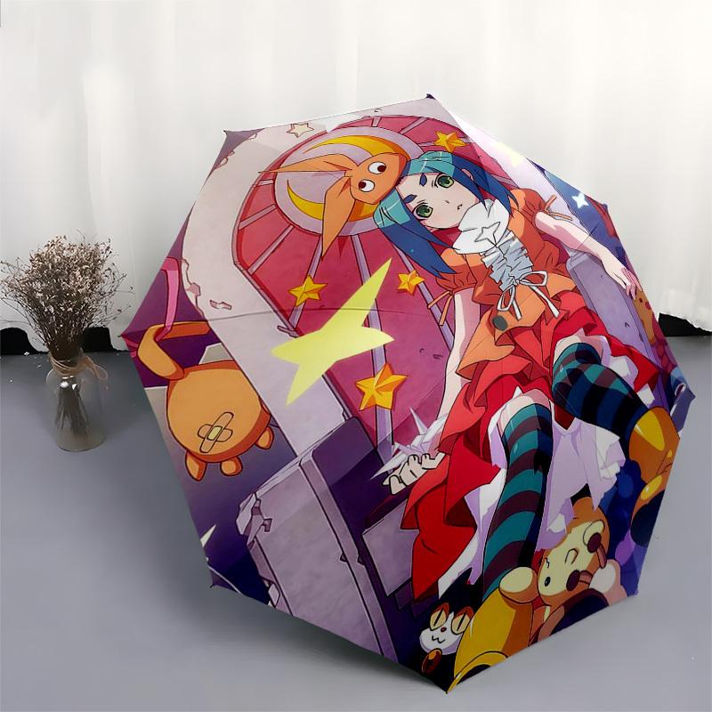 1 Stück Outdoor-Schirm mit niedlichen Anime-Charakteren - Automatisches Öffnen/Schließen, Tragbares 3-fach faltbares Design, 8-Speichen-Eisenrahmen - Perfektes Geschenk für Fans, Tr