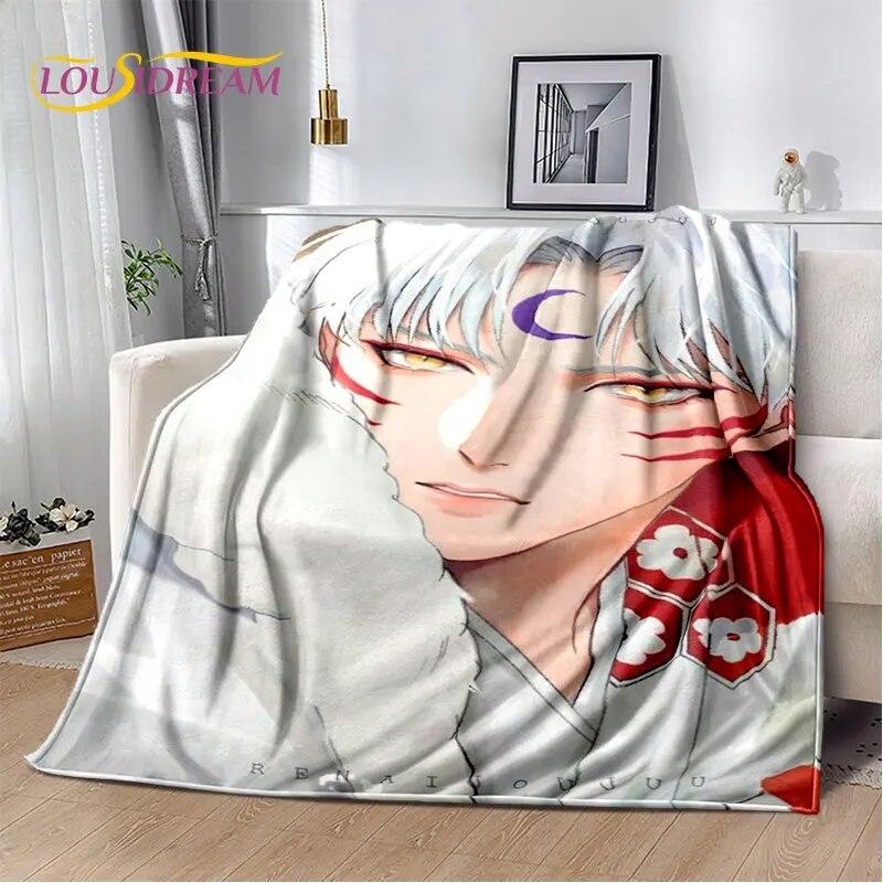 Pătură moale de pluș cu desene animate Inuyasha, pătură de flanel, pătură pentru sufragerie, dormitor, pat, canapea, husă de picnic Bettdecke