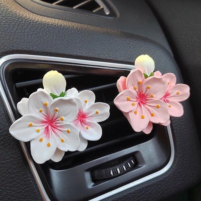 Car Perfume Clip Flower Air Outlet Car Air Freshener Peach Blossom Aroma Diffuser Car Decoration Accessories Fresh Air