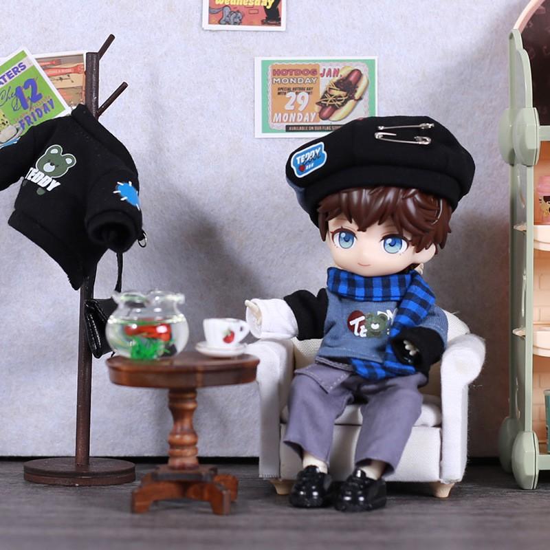 1/12 Scale BJD Doll Outfit Set Cat Bear Kawaii Style Clothes Ob11 YMY Aby 2.0 Fairy Body
