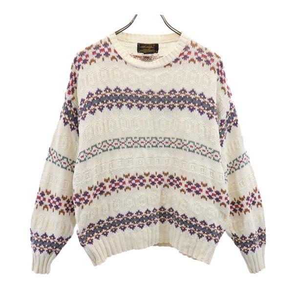 Eddie Bauer 90s Made in USA Old Black Tag Overall handle Long sleeve cotton sweater Women Used