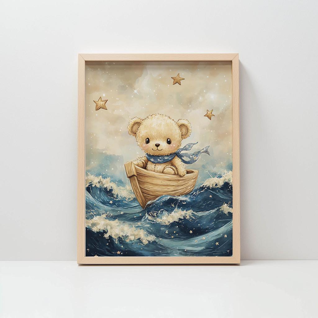 Poster Nalle i Łódź Poster Nalle i Łódź, 30X40 cm, Träram Ljus Ek, Matt Papper 230 gsm