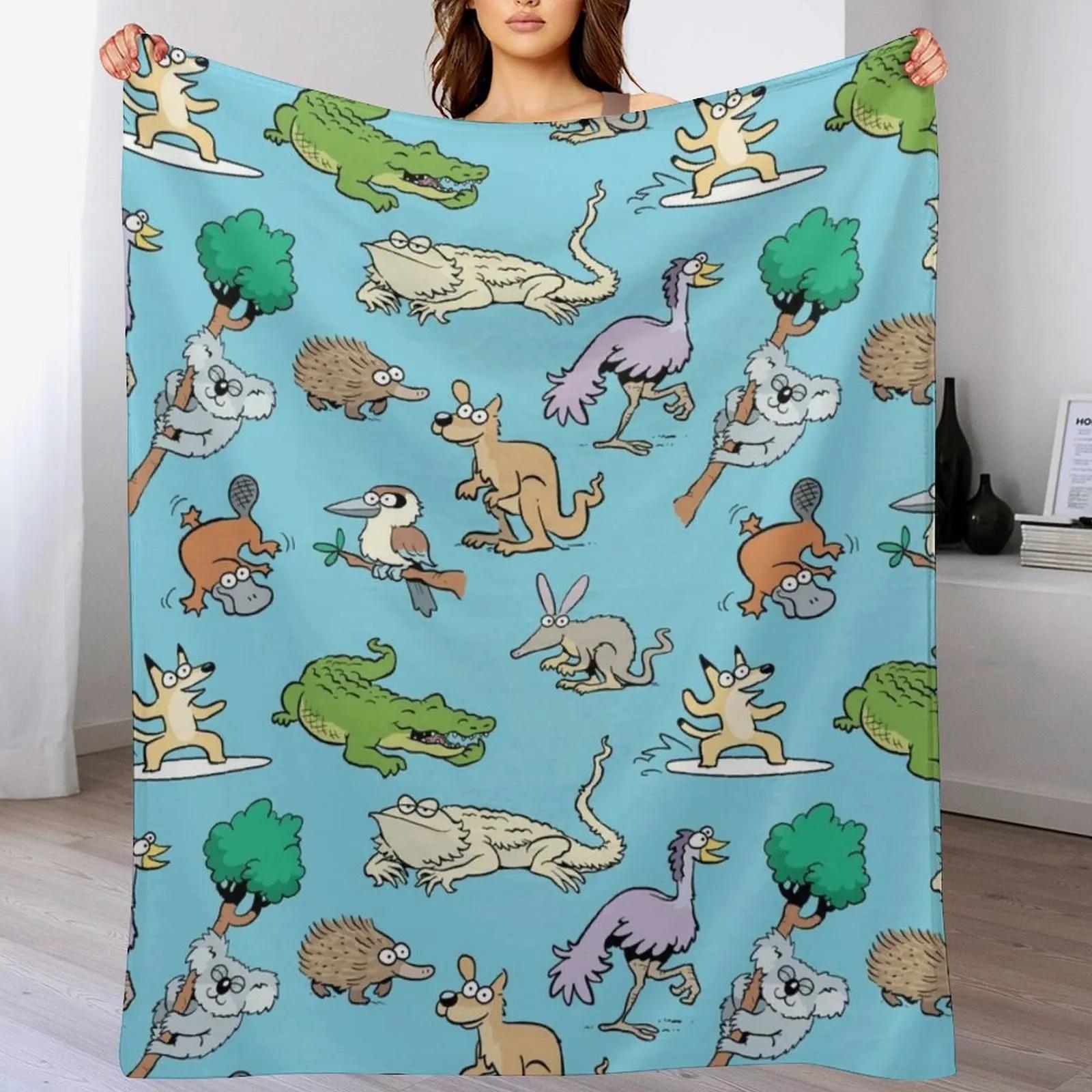Australian Animals Throw Blanket No Pilling Soft Warm Blanket for Bed 102x76cm(40x30in)