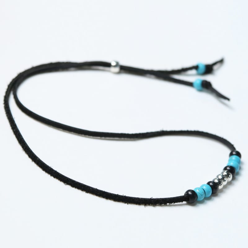 KND Leather & Turquoise Beads Necklace Black