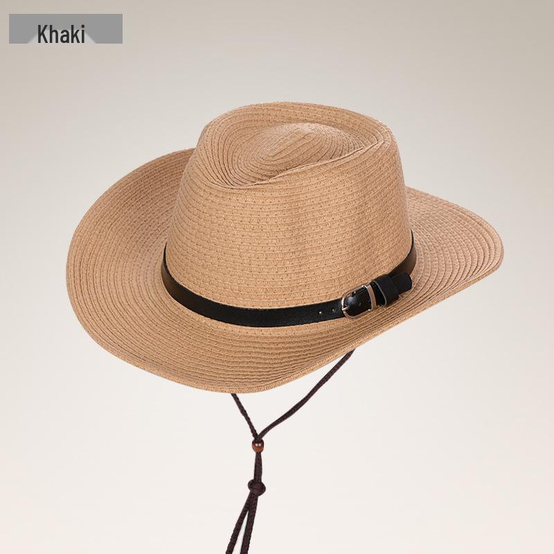 Men's Trendy Wide Brim Denim & Straw Foldable Sun Hat for Outdoor Travel