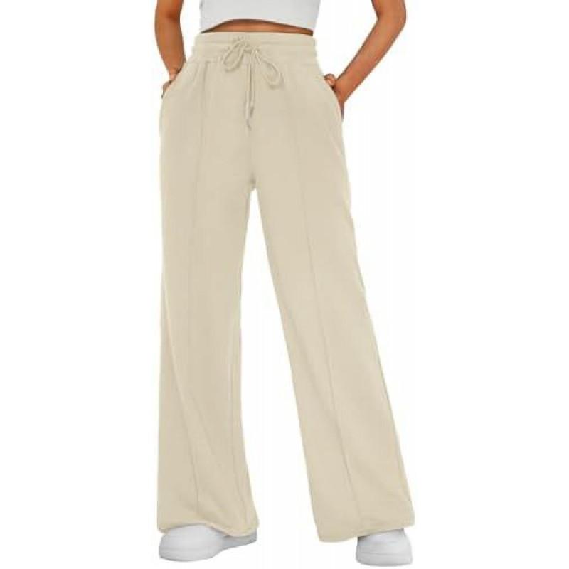 Womens High-Waisted Wide Leg Joggers Loose Fit Casual Pants With Drawstring Elastic Waist Comfortable Daily Wear
