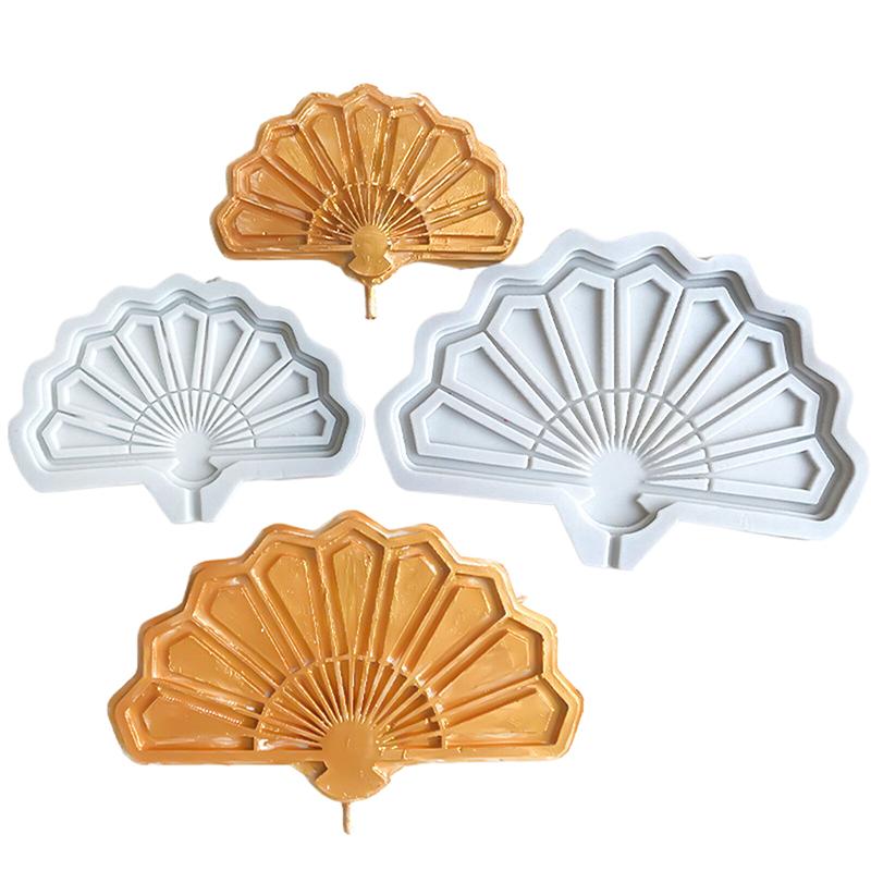 1Pc Chocolate Moulds Tools Baby Shower Party Chinese Fan Shaped 3D Silicone Fondant Mold For Cake Decorating Cake Sugar Craft