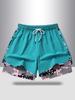 Women's Summer Double Layer Camo Sports Shorts - Quick-Dry Mesh with Pockets