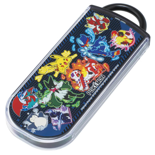 Skater Kids' Bento Trio Set, Chopsticks, Spoon, and Fork, Antibacterial Cutlery, Easy-Open Slide-Open Design, Made In Japan, Pokemon Design, Size 25,