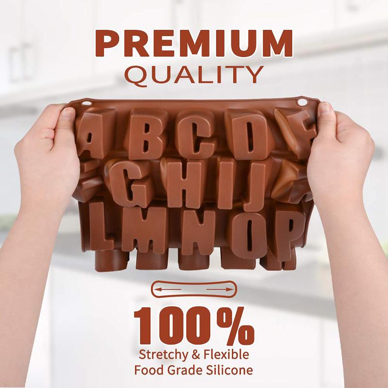 26 Cavities Large Letter Molds Silicone Alphabet Mold for Crayon Resin Chocolate Candy Wax Cake Baking Decor