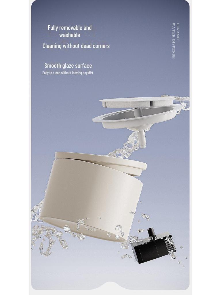 Keramisk kattevannfontene med lydløst sirkulasjonsfilter