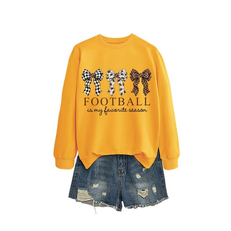 Womens Casual Loose Fit Crewneck Sweatshirt Football Print Everyday Wear