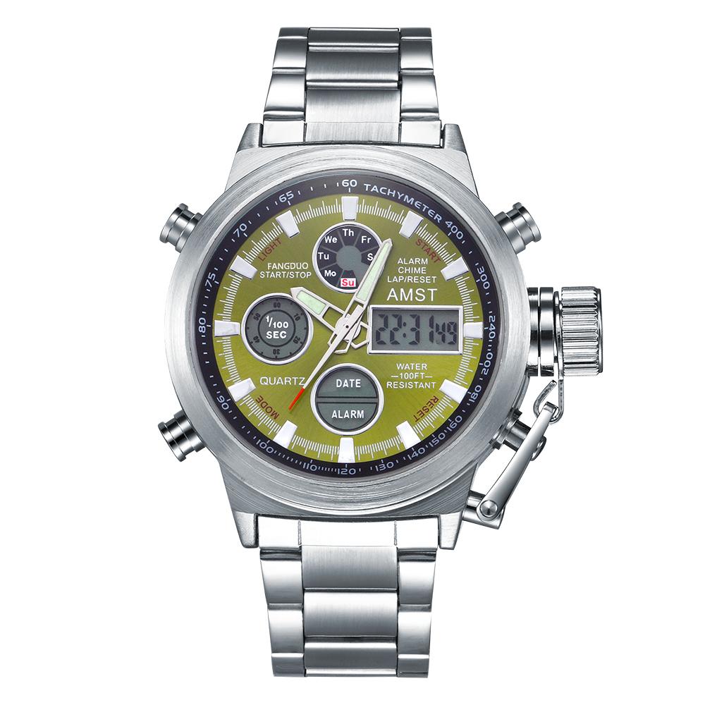 AMST Luxury Top Brand Men Military Sport Watches Men LED Analog Digital Watch Male Army Stainless Quartz Clock Relogio Masculino