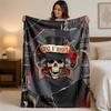 Guns N’ Roses Print Flannel Blanket Cozy Lightweight Plush Throw Blanket For Bed Sofa Household Use
