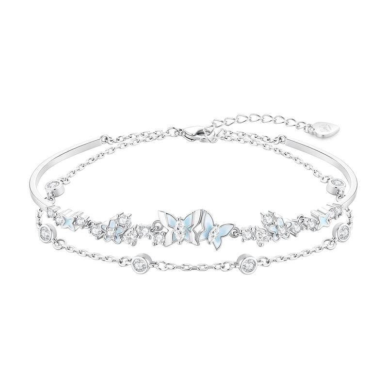 Barbie Bracelet [ Crystal* Flashing] Romantic Luminous Butterfly Bracelet -Double Layer Butterfly Bracelet Chain F Heart Box коричневый