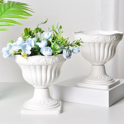 1 Piece Large Outdoor Planter Roman Column Flower Pot Planting Pots Balcony Household White Plastic Porch Decor Flowerpot