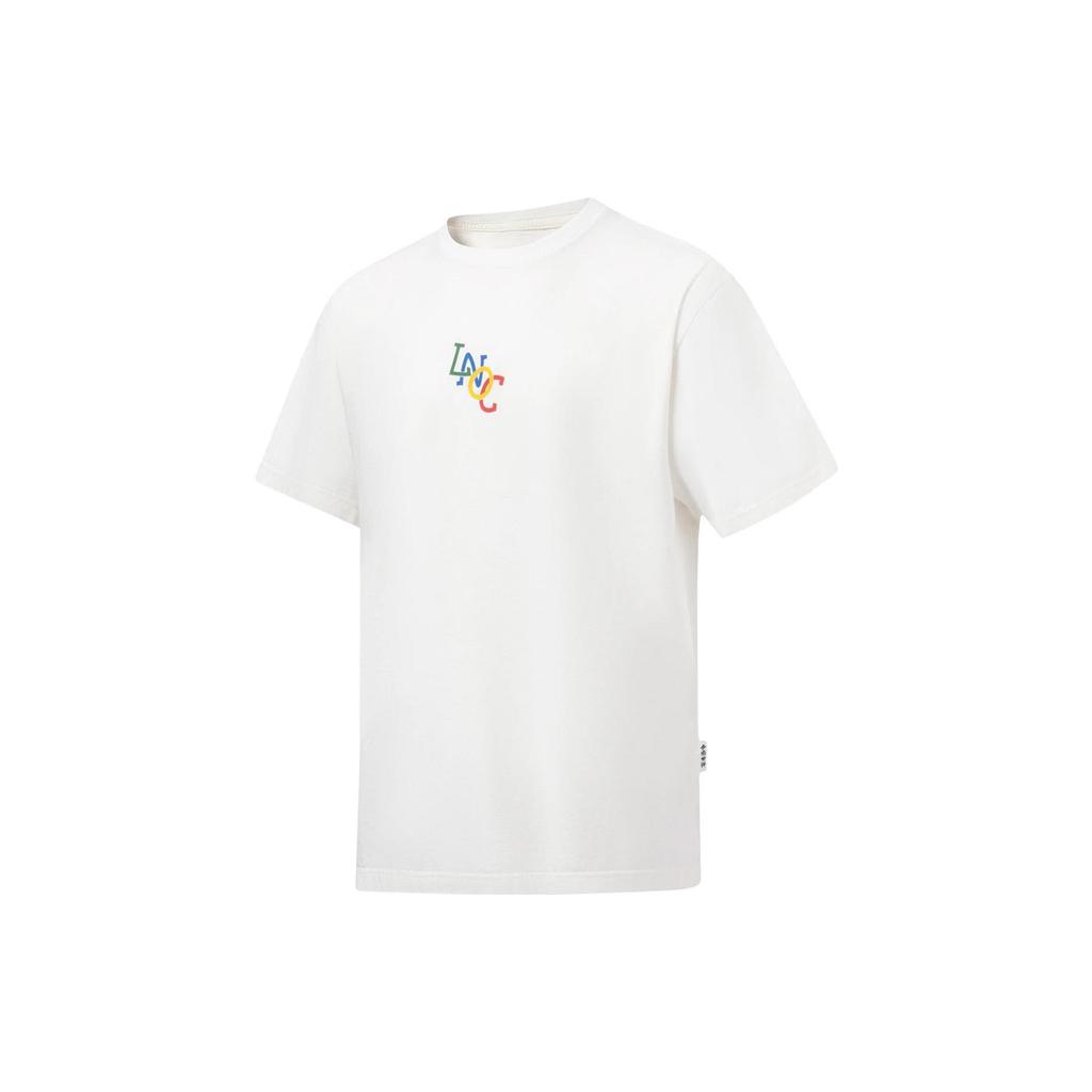Li Ning T Shirts Unisex Ivory Crew Neck Moderate Straight Fit AHST135-1