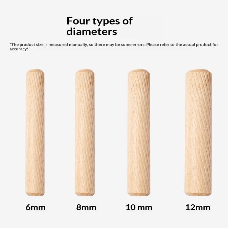 100Pcs Wooden Dowel Cabinet Drawer Round Fluted Wood Craft Dowel Pins Rods Set Furniture Fitting Wooden Dowel Pin